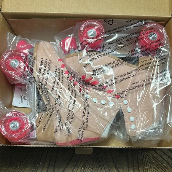 Suede Roller Skates with Pink Accents - Picture 6 of 9